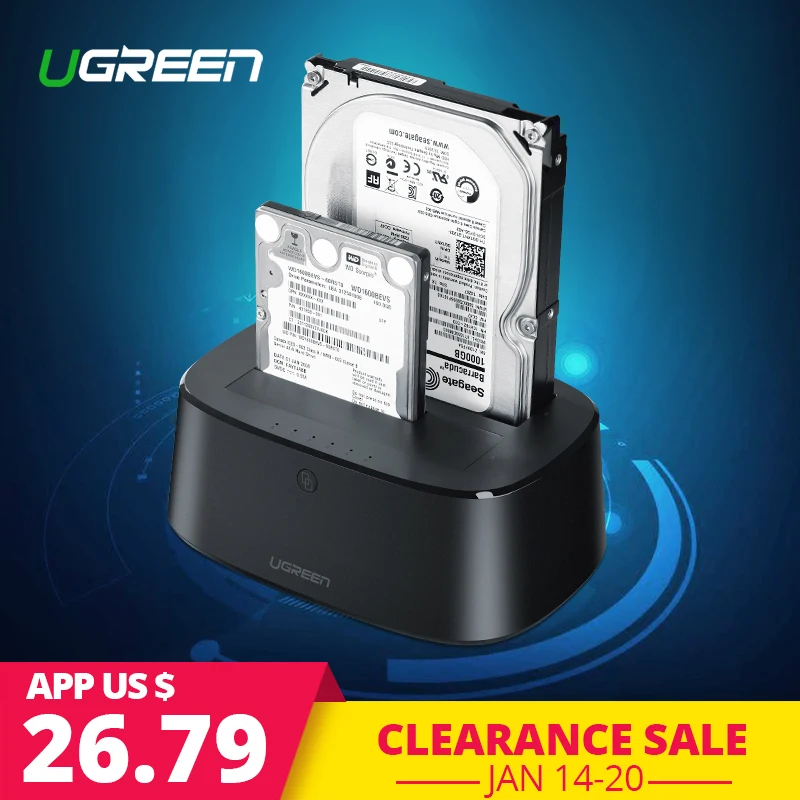 Ugreen HDD Docking Station SATA to USB 3.0 Adapter for 2.5 3.5 SSD Disk