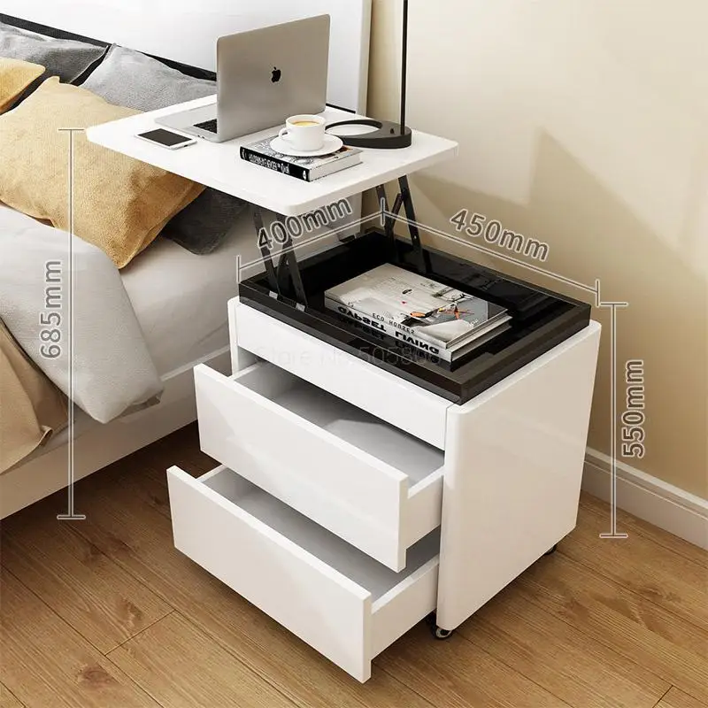 Многофункциональный подъемный прикроватный столик, маленький компьютерный стол, простая спальня, белая краска для фортепиано, маленький шкафчик для хранения - Цвет: ml3