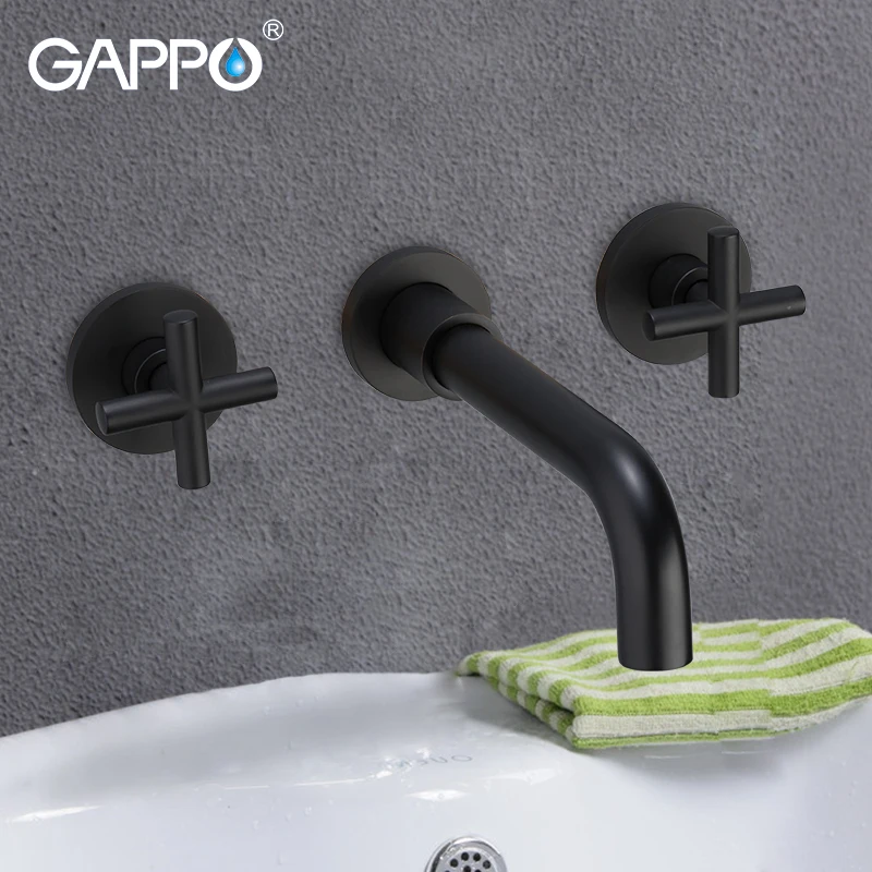 GAPPO Basin Faucets wall mounted black bathroom basin mixer tap sink faucets waterfall faucet torneira