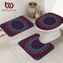 BeddingOutlet Мандала Впитывающий Коврик для ванны Non-slip Ванная комната коврик пурпурного цвета в комплекте; вечерний комплект из синий и красный цвета стульчак унитаза ковры богемный ковры 3 шт./компл