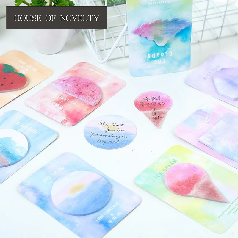 Watercolor Geometric Triangle Polygon Memo Pad Sticky Notes Escolar Papelaria School Supply Bookmark Label