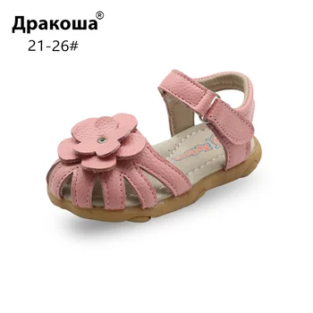 

Apakowa Summer Genuine Leather Kid's Sandals for Girls with Arch Support Toddler Girl's Orthopedic Flat Shoes Beach Pool New