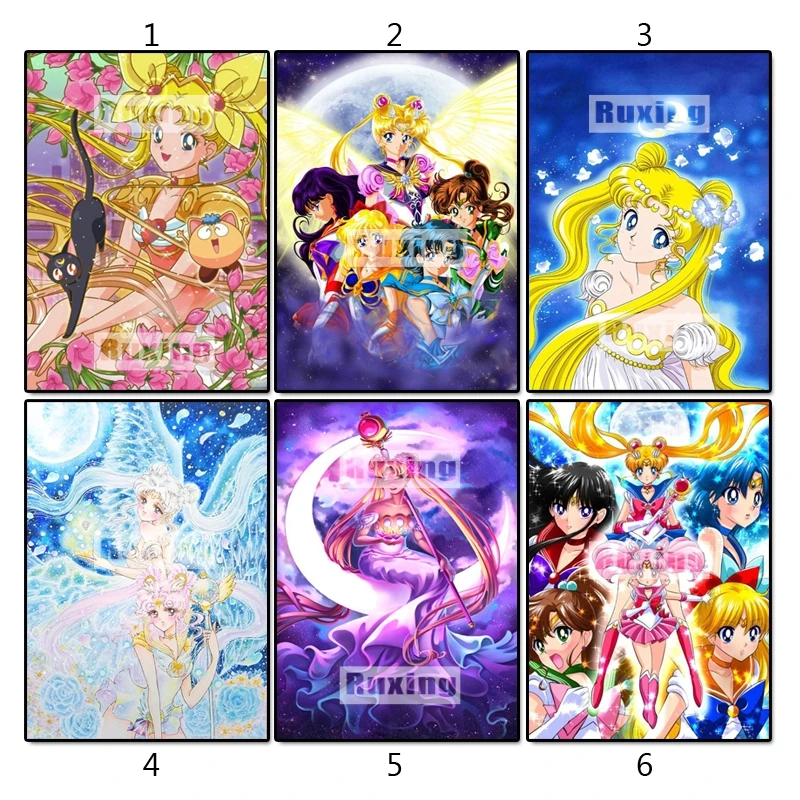 

5D DIY Diamond Embroidery Cartoon Sailor Moon Diamond Painting Cross Stitch Full Square Rhinestone Home Decor Mosaic Pattern