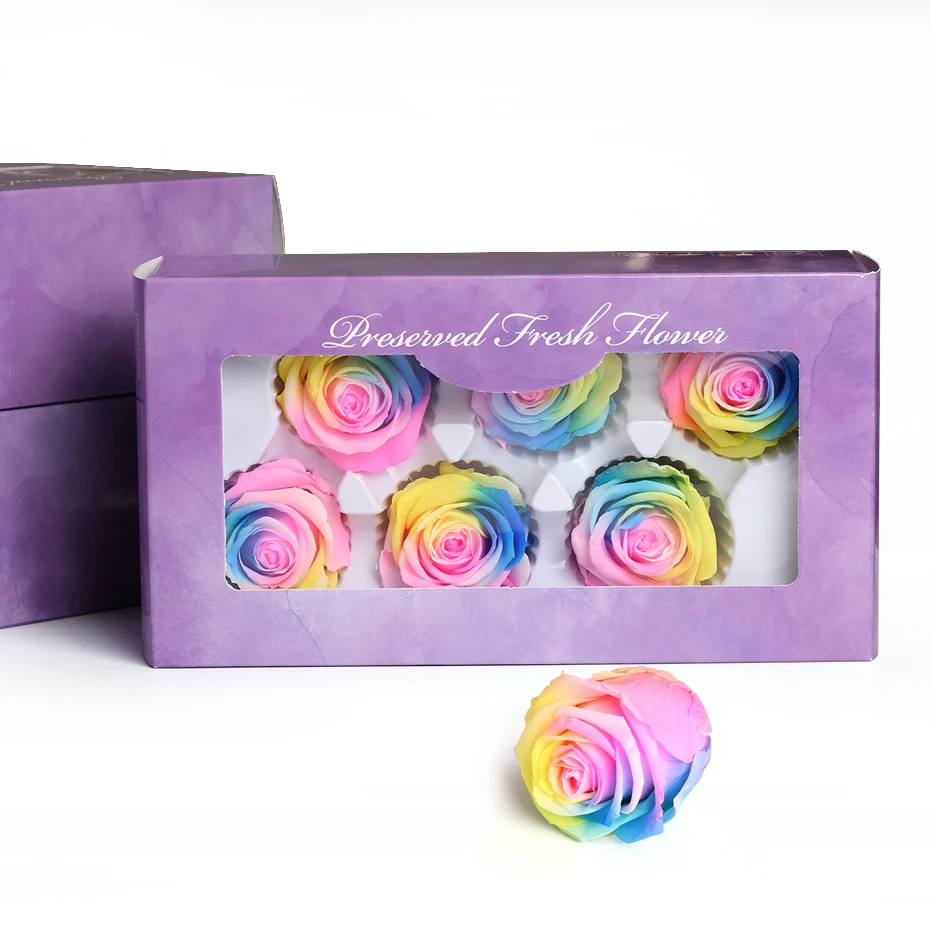 

1 Box High Quality Colour Immortal Receive Roses Flower Diameter 5 -6 Cm Rose Eternal Bouquet Dry Flowers Material Gift Box