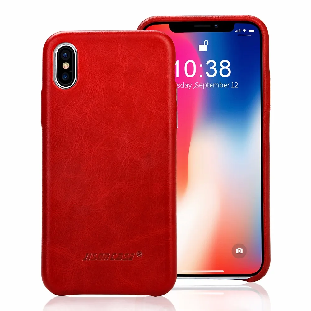 Jisoncase, чехол из натуральной кожи, чехол для iPhone X/XS, роскошный бренд, Винтажный чехол для телефона, тонкий дизайн, удобная металлическая кнопка, новинка