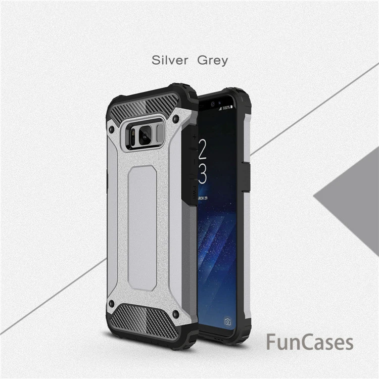 Роскошный прочный армированный чехол для телефона samsung Galaxy S10 S8 S9 Plus S10e S5 S6 S7 Edge Гибридный ПК Противоударный защитный чехол - Цвет: Gray