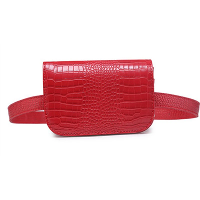 Женская поясная сумка с крокодиловым узором, маленький клатч, винтажная Женская Удобная сумка на плечо, женская сумка, кожаная сумка, Женский карман - Цвет: RedMedium