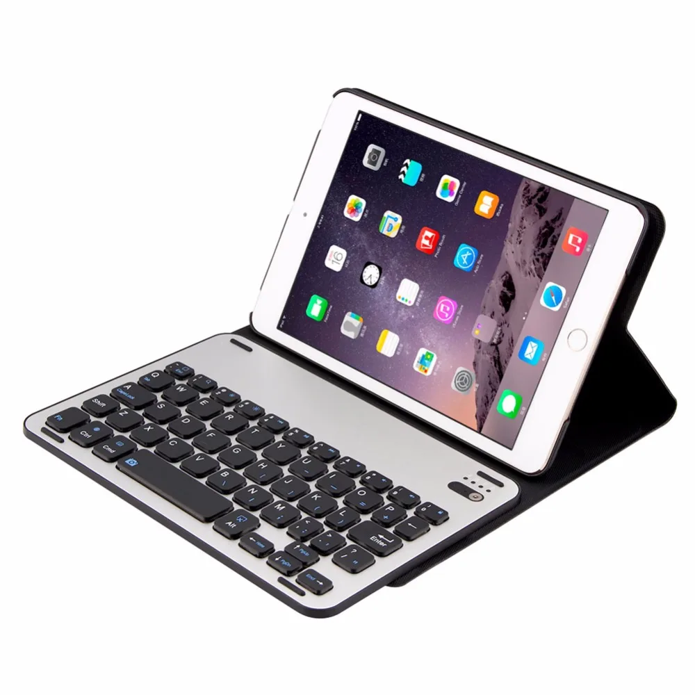 

High Quality Detachable Ultra Thin Mute Wireless Bluetooth Keyboard + Tablet Leather Case Smart Cover Holder for iPad mini 123