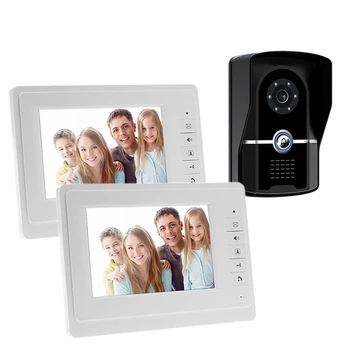 

7 Inch Color Screen Video Door Phone Intercom System 700TVL Intercom Doorbell 1 Waterproof Door Camera and 2 Hands Free Monitor
