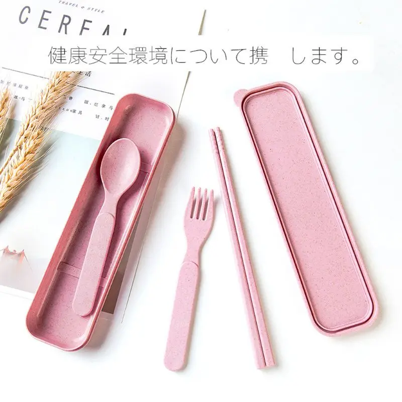 

Kids Straw Spoons Chopsticks Forks Set Storage Case Baby Feeding Tableware Kids Toddler Dishes Dinnerware
