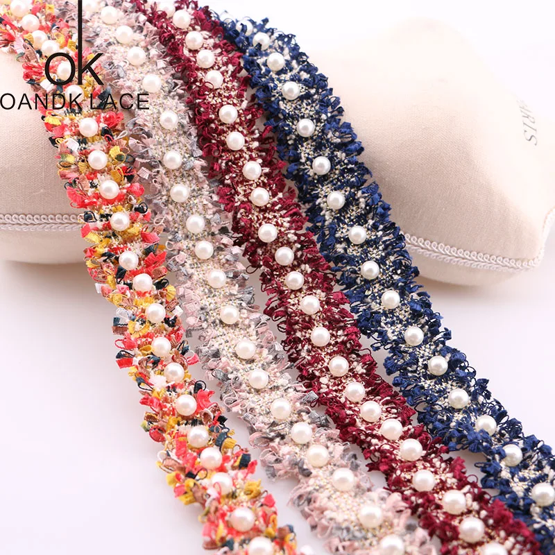 

1 yards 3CM nlon pearl embroidered lace decoration ribbon, handmade DIY clothing and accessories sewing technology