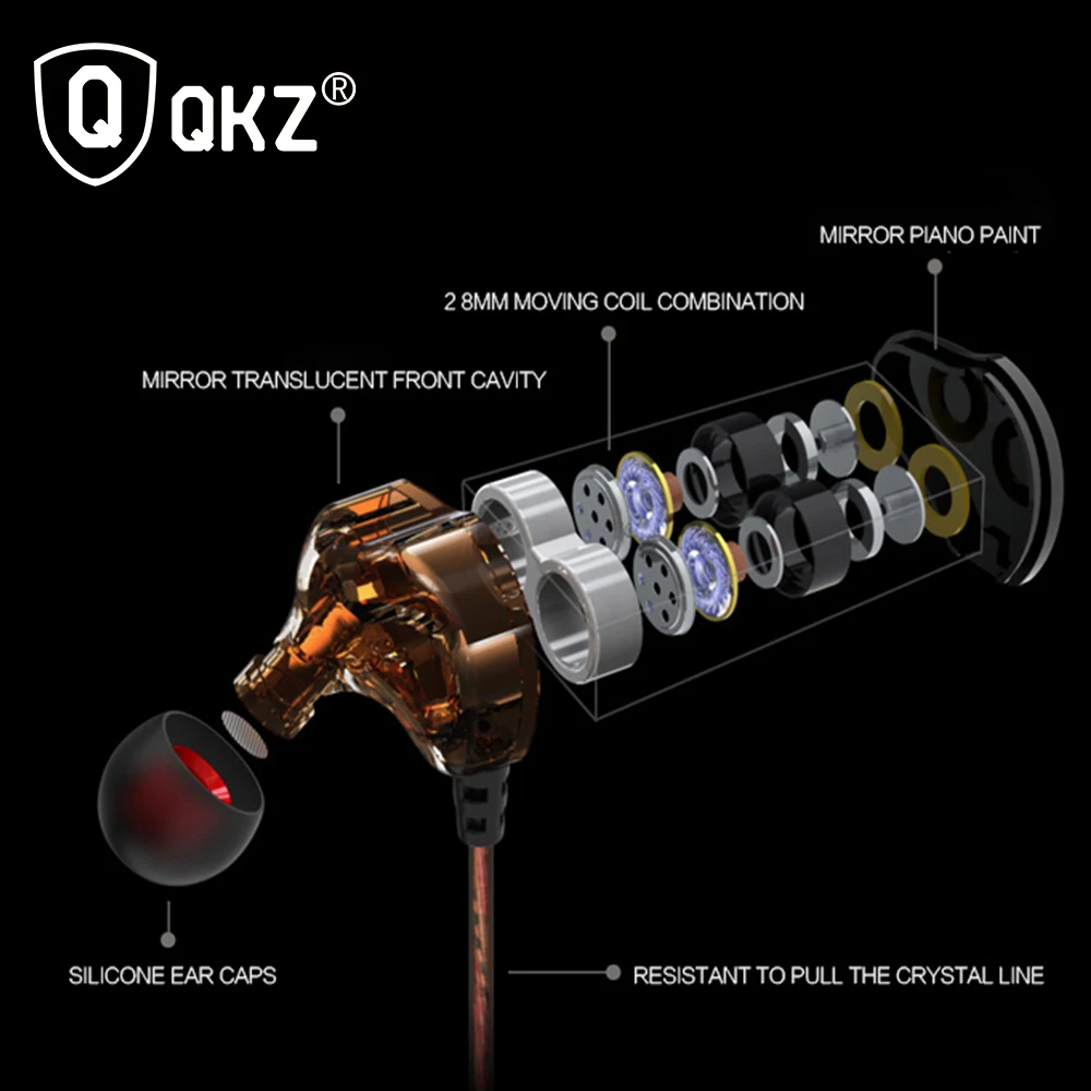 Наушники QKZ KD4 мини двойной драйвер оригинальных гибридных Динамический наушники