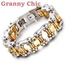 Granny Chic New Cool Men Biker Bicycle Motorcycle Chain Men’s Bracelet & Bangle Fashion Silver Gold 316L Stainless Steel Jewelry