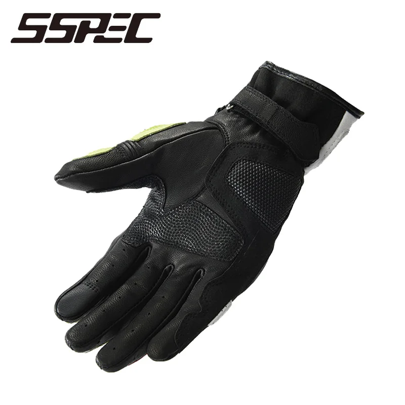 SSPEC moto cross перчатки из натуральной кожи из углеродного волокна moto rcycle перчатки полный палец гонки guantes de moto luvas de moto cicleta