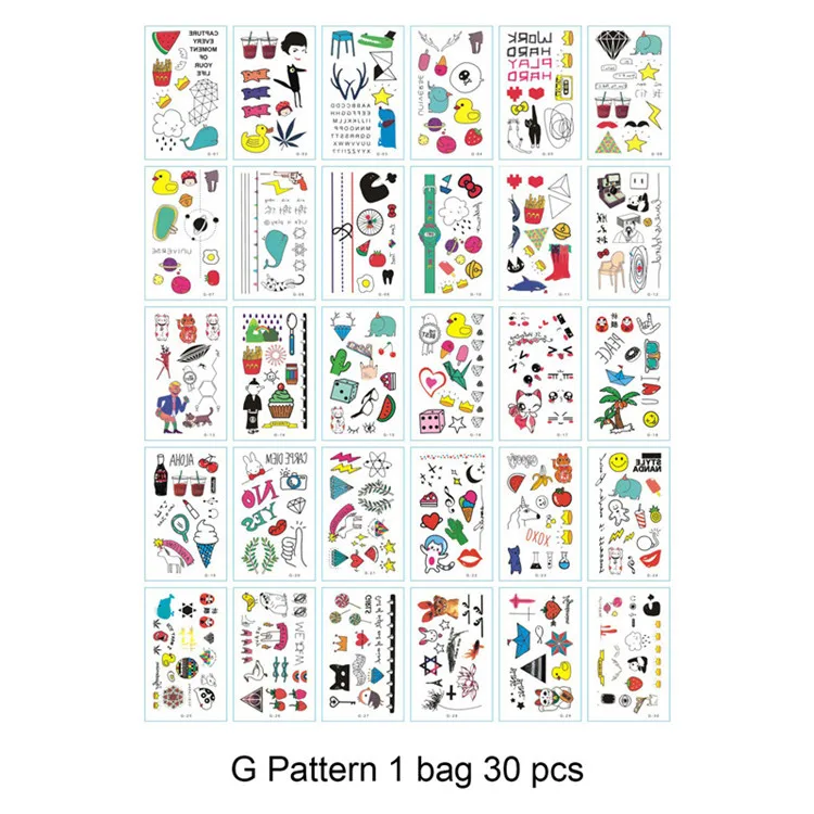 1 Bag 30 pcs DIY stationery stickers children Tattoo Stickers office stationery - Цвет: G