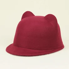 Винтажная зимняя женская шляпа-федора для верховой езды, женские детские шапочки, Дамские девушки, Хомбург, милая Женская фетровая шляпа для детей