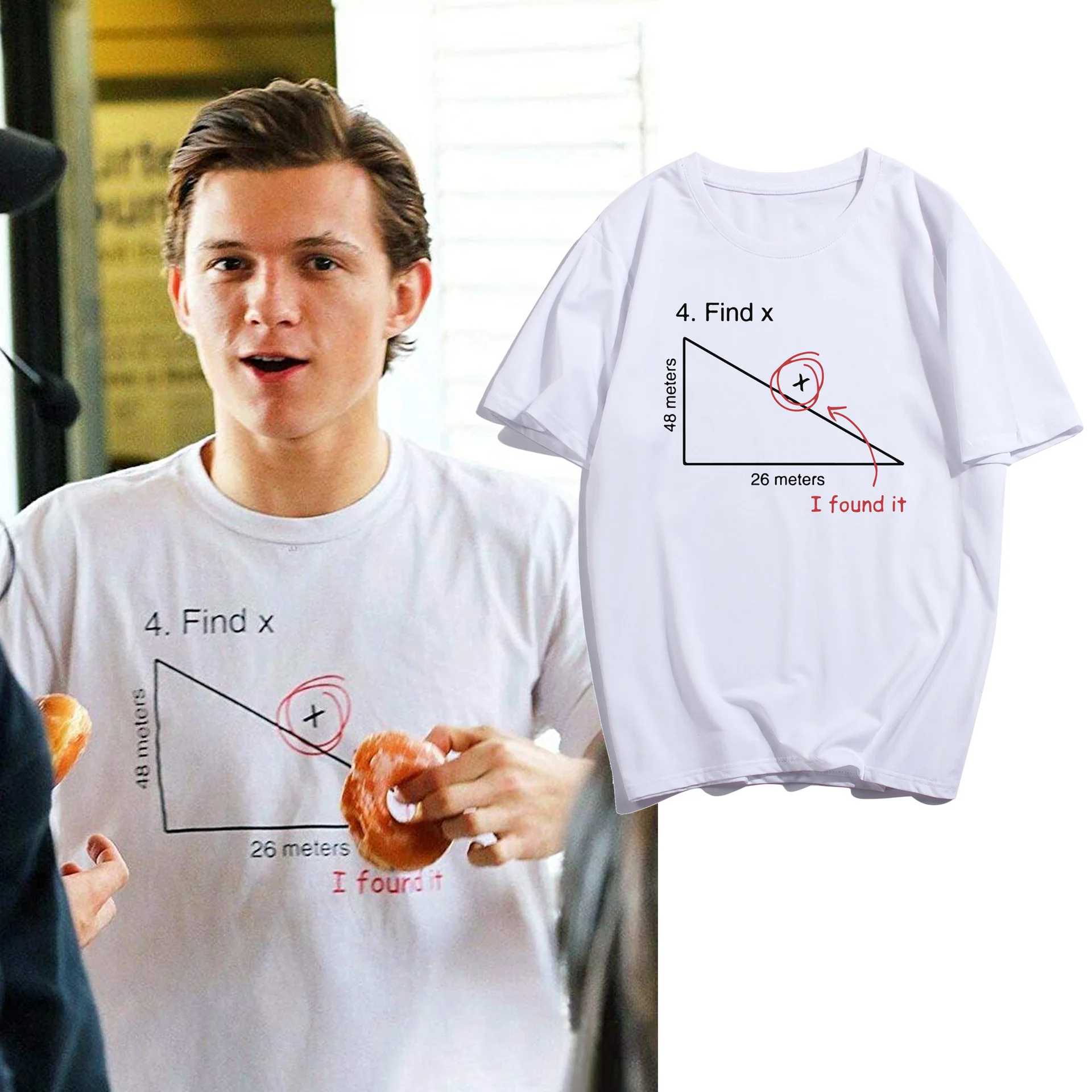 

Ebaihui Promotion Men's Korean Style Fit Summer Tshirts Triangular Equation Print T-shirt for Man New Style Man Top Tees T-944