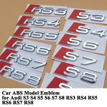 

1pc Glossy Shiny Silver ABS Car Model Emblem Badge Body Trunk Tail Logo Sticker for Audi RS3 RS4 RS5 RS6 RS7 RS8 S3 S4 S5 S6 S7