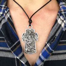 Кулон с крестом Святого Майкла Архангела, защищающее меня, ожерелье с защитой Святого щита для мужчин