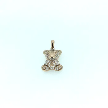 

ANI 14K Rose/White/Yellow Gold (AU750) Wedding Pendant 0.66ct I-J/SI Natural Diamond Bear Shape 3 Color for Women Chain Necklace