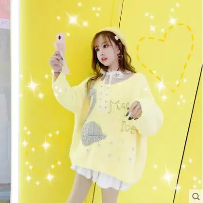 

Princess sweet lolita sweater Spring Loose Pullover and round collar sweater for Korean version students fashion women KKQ080