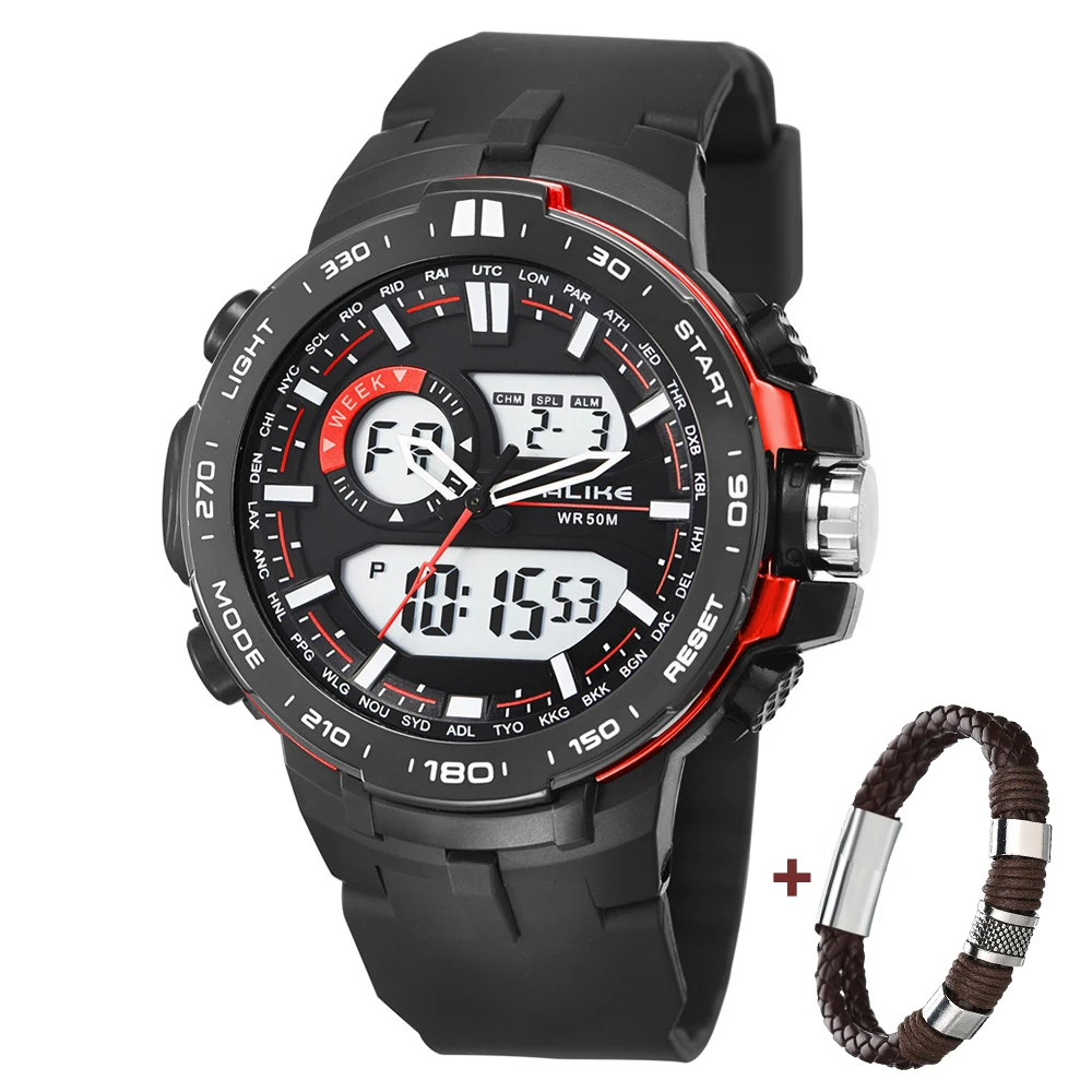 2019 جديد العلامة التجارية على حد سواء عارضة ووتش الرجال G نمط للماء الرياضة العسكرية الساعات صدمة الرجال الفاخرة التناظرية الرقمية ساعة كوارت...