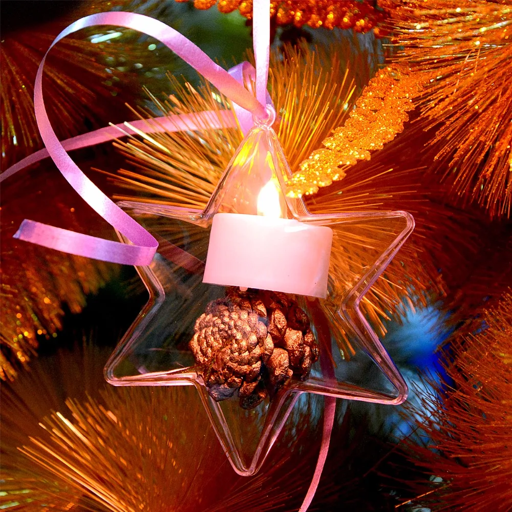 30Pcs Big Size Christmas Tree Ball Decorations Plastic Hanging Hollow Xmas Balls Gift Round Heart Star Shape Christmas Present in Ball Ornaments from Home
