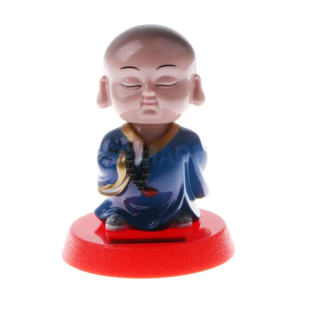 Solar Powered Bobbling Toy Shaking Head Waving Fortune Cat Monk Lion Home/Office/Car Ornament Auto Accessories
