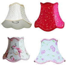 Simple And Fashionable Rice White E27 Desk Lampshade, Khaki lace, Abstract Flower Pattern, Textile Fabrics