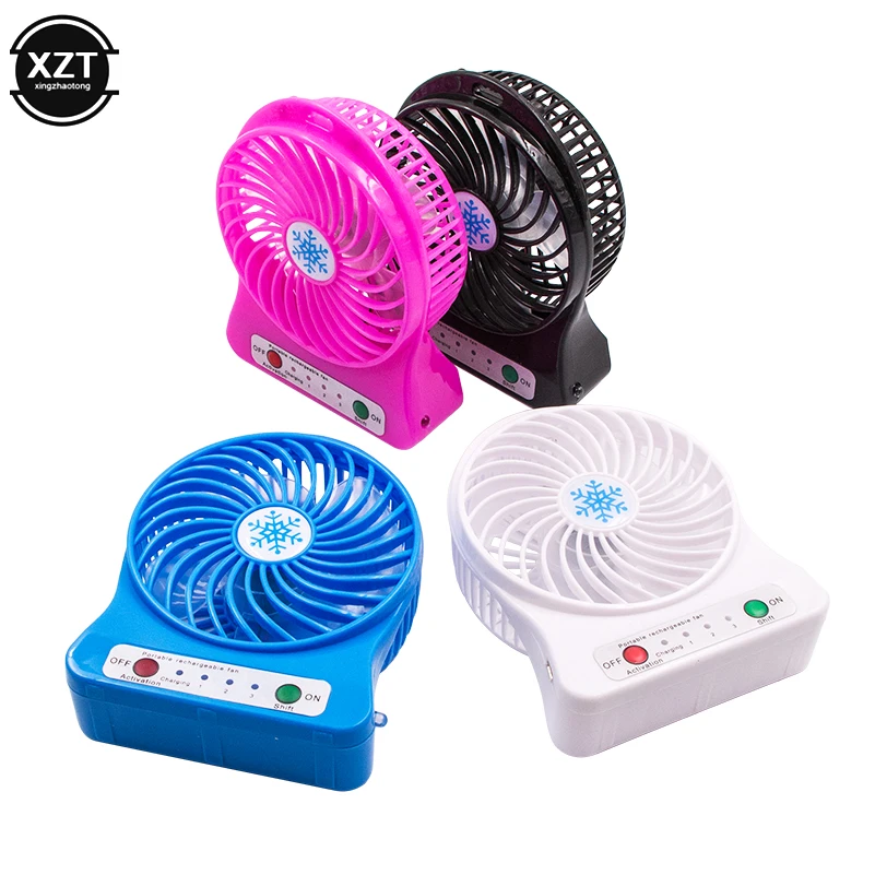 Mini Portable USB Fan LED Light Air Cooler Small Desk Rechargeable 18650 Battery Cooling Fan For for PC Computer Powerbank