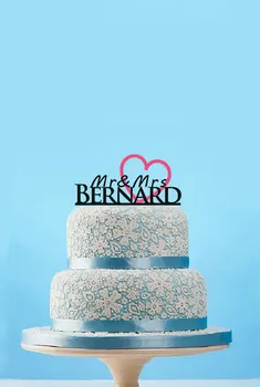 

Personalized Heart Design Mr and Mrs Cake Topper With Last Name Letter Wedding Cake Toppers Rustic Wedding Decoration Mariage