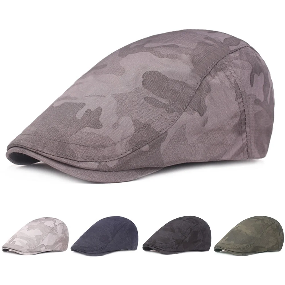 Men’s Adjustable Hats Golf Newsboy Hat Camouflage Printed Caps Casual Berets Cap CSHAT0404