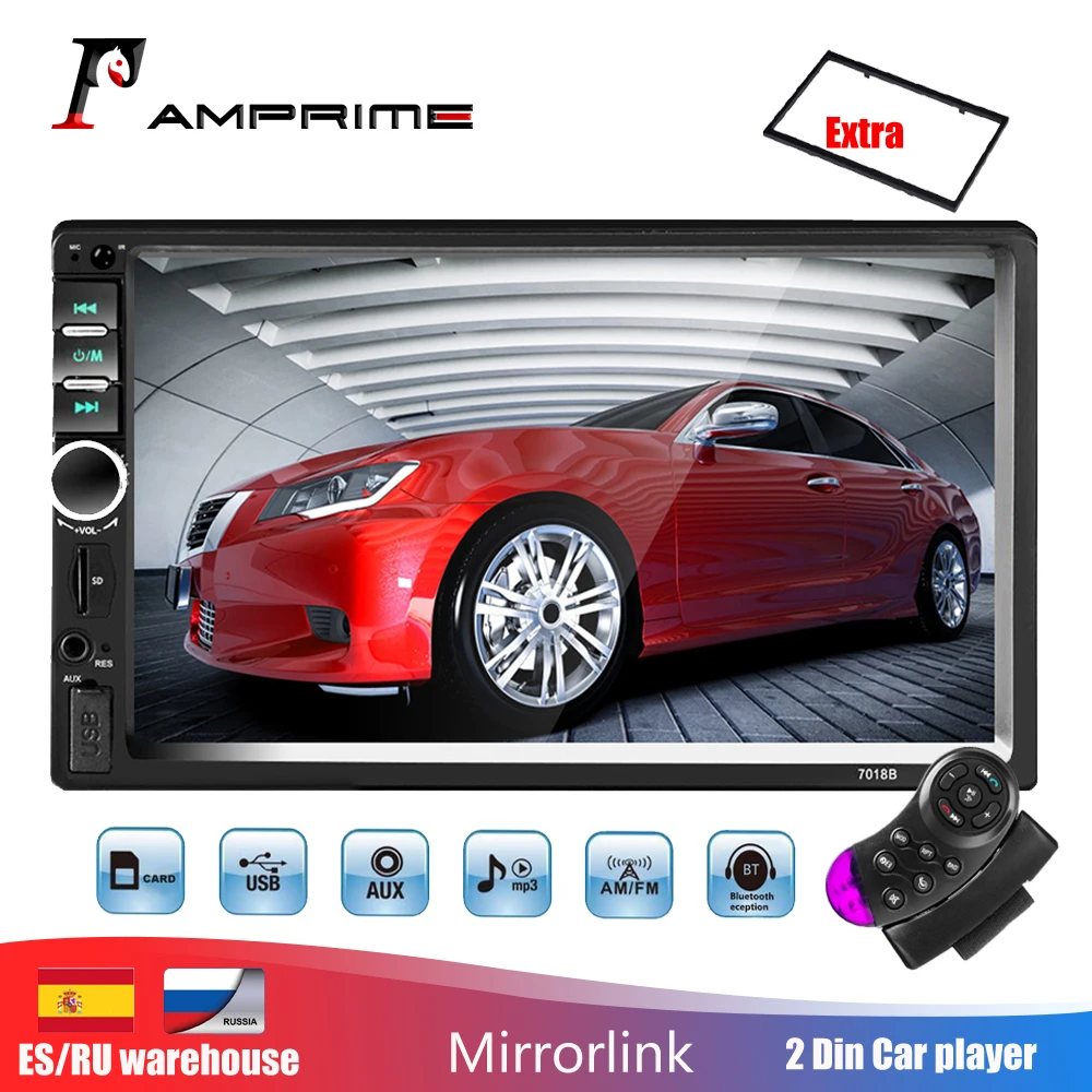 

AMPrime Autoradio 2 din General Car Models 7'' LCD Touch Bluetooth 2din Car Radio Player Car Audio Aux FM With Rear View Camera