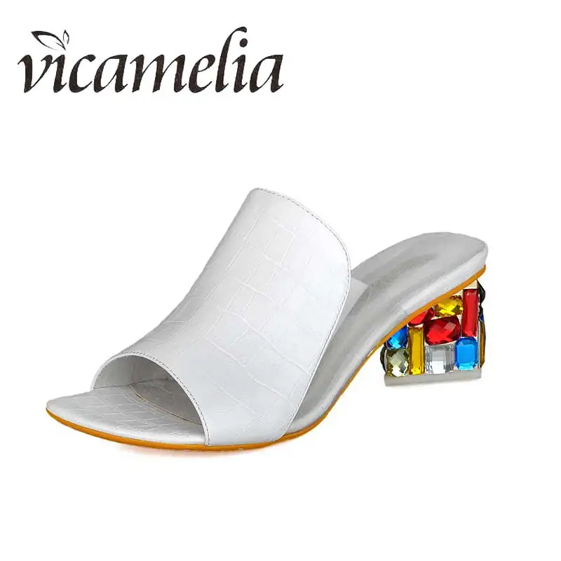Vicamelia/женские сандалии гладиаторы на среднем каблуке с разноцветными