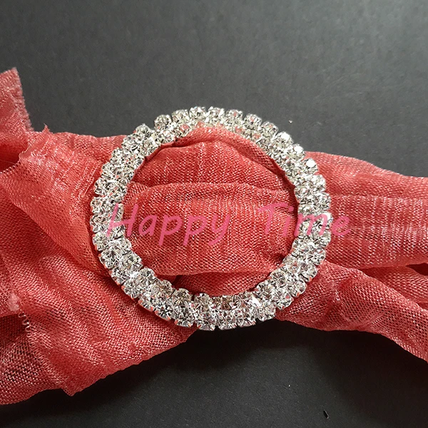 

2016New 30Pcs 40mm Double Rhinestones Round Napkin Ring or Buckle Serviette Holder Wedding Banquet Dinner Decor Favor NR07