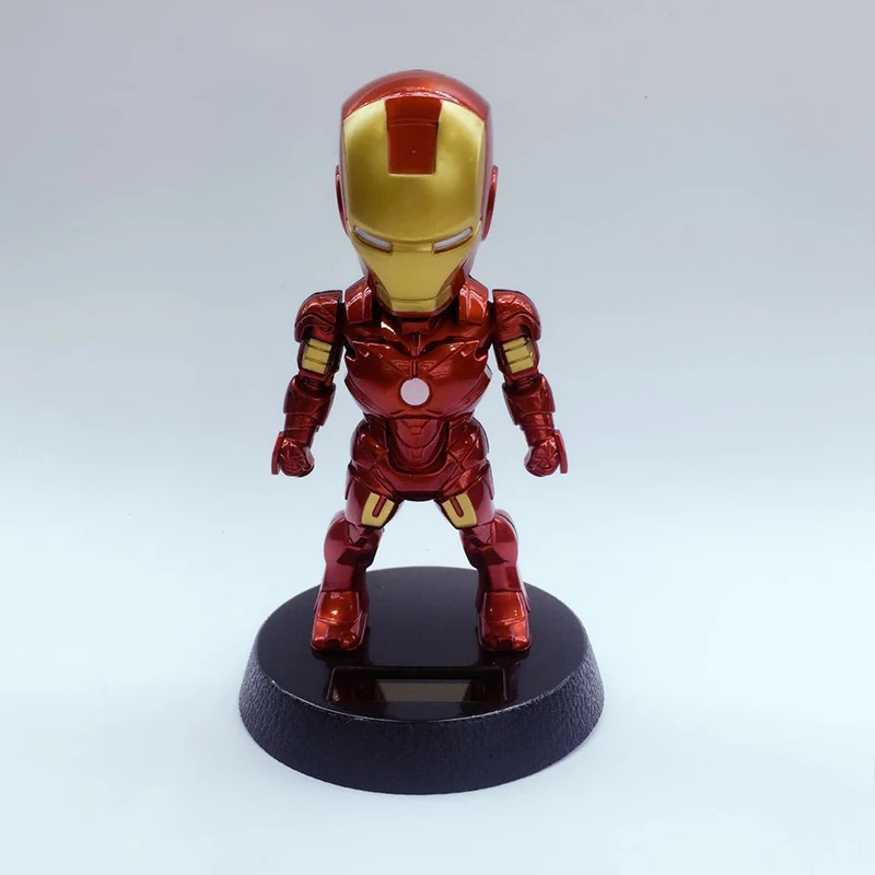 

New Q Version Superhero Action Figure Toys Iron Man PVC Figure Solar Energy Shake head Toy 12cm Boys Gift Toys