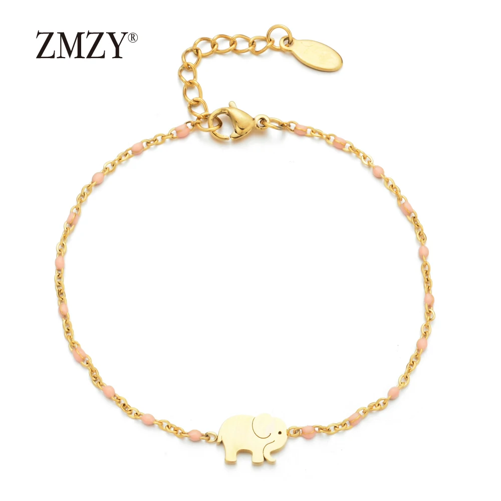 Cute Charm Elephant Bracelet Friendship Bracelet Gift Bracelets for Women/Girls/Kids Gold Color Stainless Steel Jewelry
