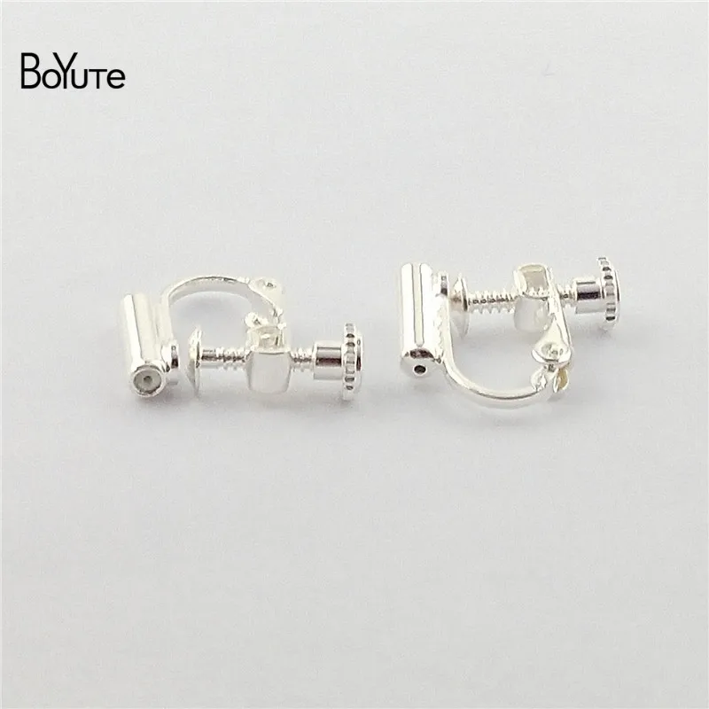BoYuTe 5 Pairs 4 Colors 1316MM Metal Brass Adjustable No Pierced Ear Clip Diy Earring Converter Jewelry Accessories (8)