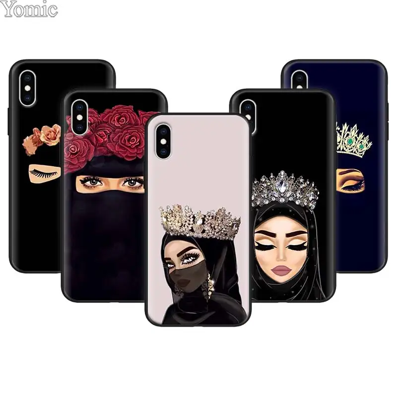 

Muslim Islamic Gril Eyes Arabic Hijab Girl Soft Phone Case for Apple iPhone 7 8 Plus X XR XS MAX Cases for iPhone 6 6s Plus 5S S
