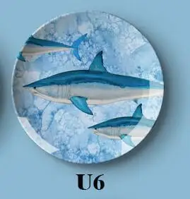 Романтическая морская красота керамическая роспись подвесная тарелка для ресторана настенная домашняя декорация синий простой стиль - Цвет: U6