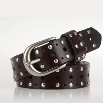 

winter women jeans leather belt rhinestone buckle belts for women quality leather brown color fashioner design