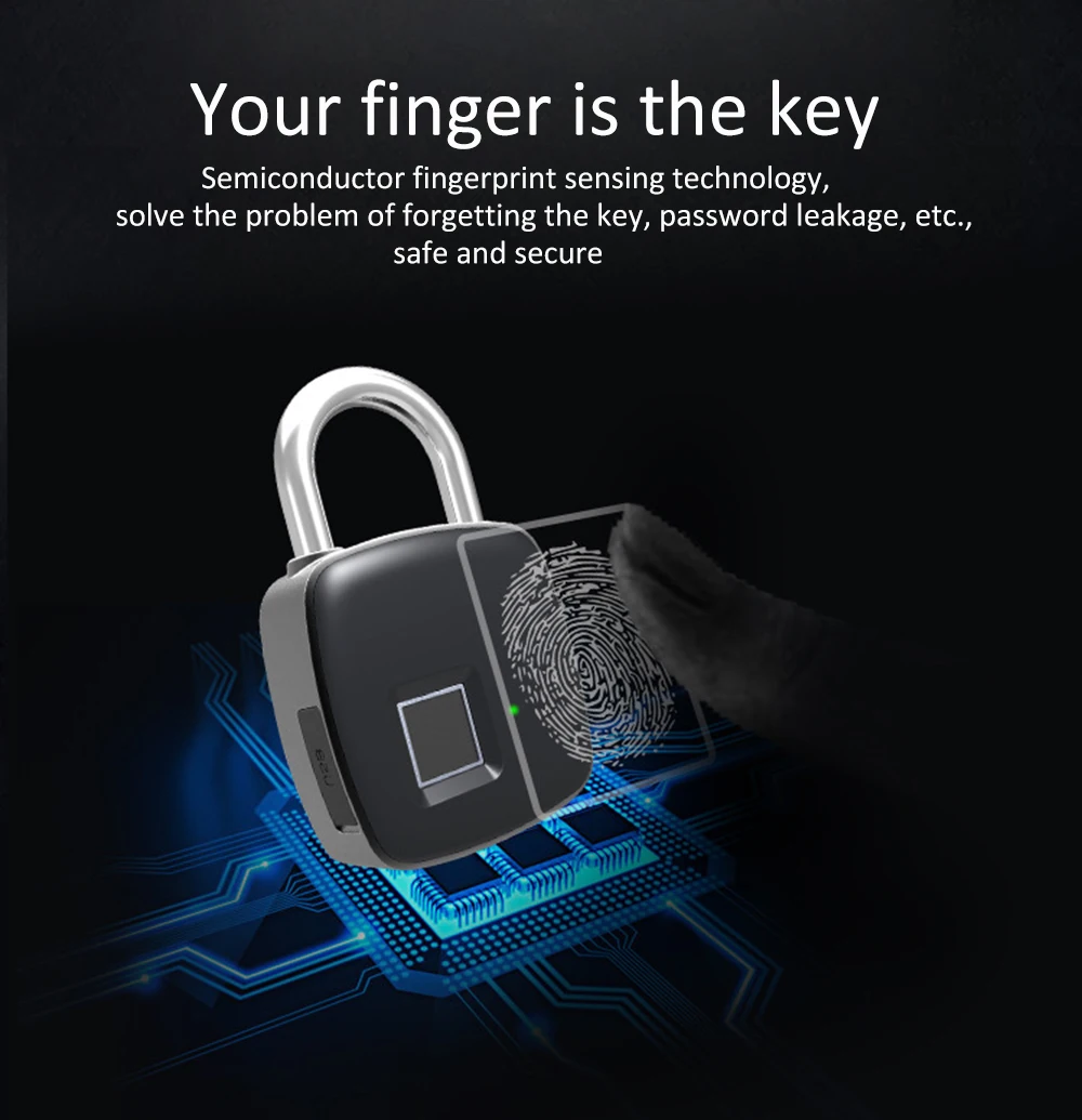 Смарт-fingerprint Lock USB Перезаряжаемые Smart замок без ключа IP65 Водонепроницаемый Anti-Theft замок безопасности двери Чемодан случае блокировки