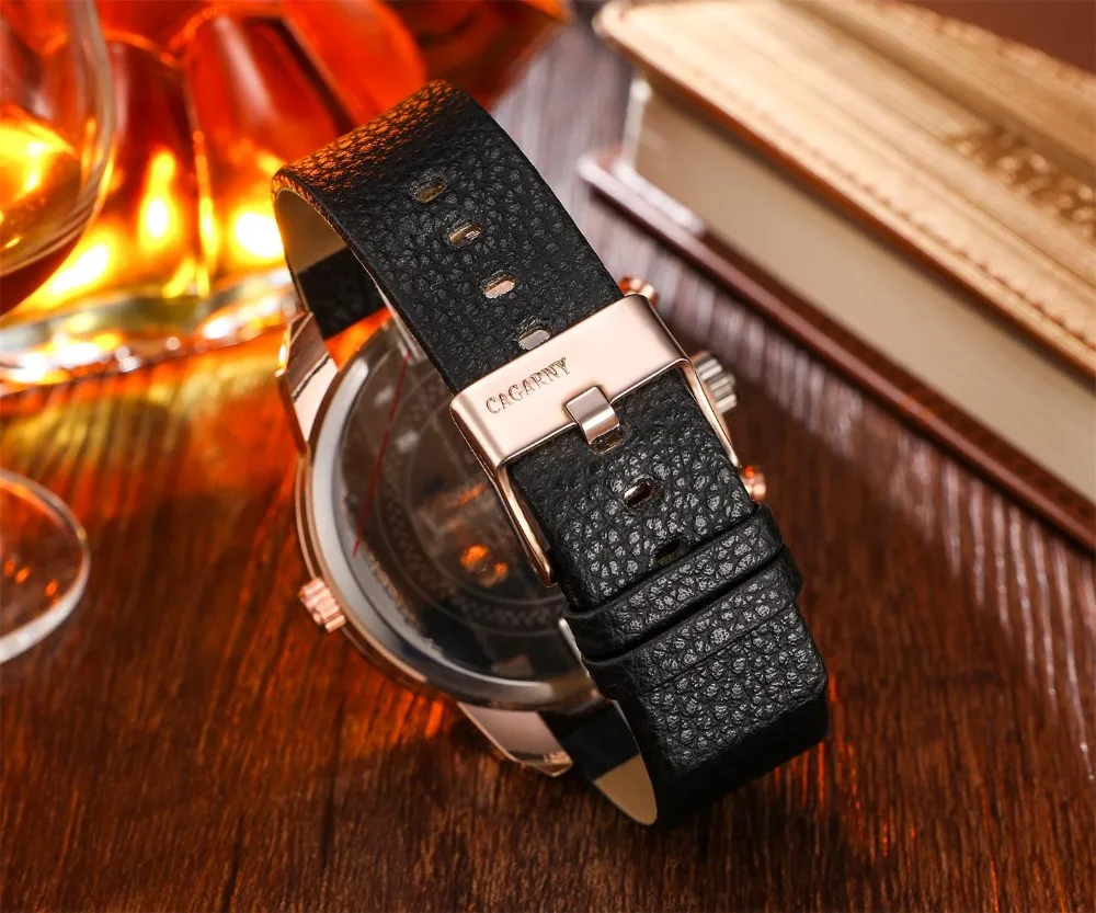 2019 Топ новый CAGARNY 7256 бренд большой мужской модный роскошный кожаный ремешок кварцевые часы Отображение даты роскошные часы relogio masculino