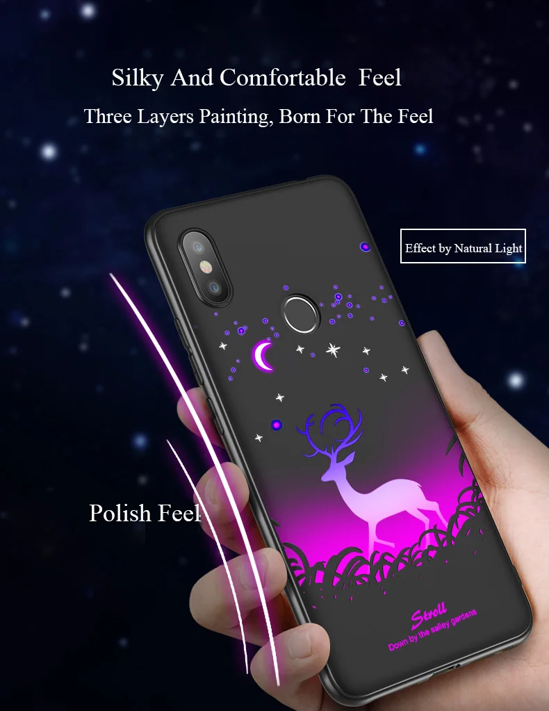 Luminous Soft Back Cover Case Silicon Cover for Xiaomi 6X Redmi S2 Mi 8 Mi 8SE (7)