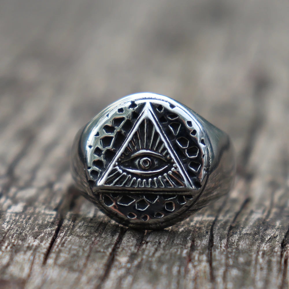 

Vintage Illuminati Eye of Providence Biker Rings Mens Masonic Stainless Steel Ring Punk Jewelry