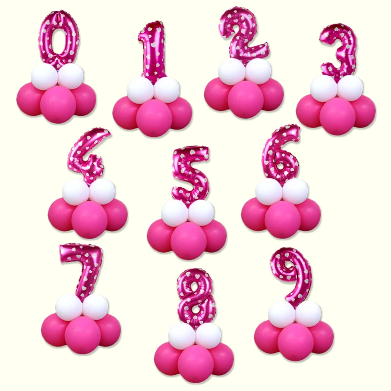 

13pcs/set 16inch Foil Number Balloons Birthday Party Road Lead Baby Shower Decoration Inflatable Pink Digital Balloon Kids Toys