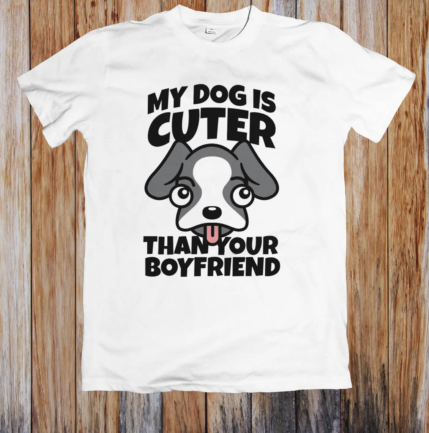 Футболка унисекс с надписью MY DOG IS CUTER THAN YOUR BOYFRIEND джинсовая одежда футболка