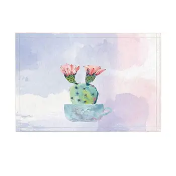 

Desert Plant Decor Bath Rugs By, Cactus Bloom In Cup, Non-Slip Doormat Floor Entryways Indoor Front Door Mat Bathroom Rugs