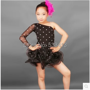

Children Latin dance costume sexy single sleeves latin dance dress for child latin dance competition costume dress