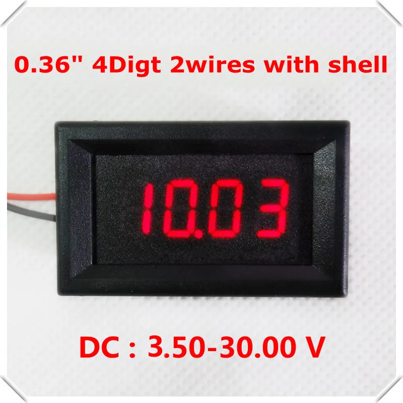 

RD 0.36" Digital Voltmeter DC 3.50-30.00V 4 digit 2 wires with shell Voltage car Panel Meter LED Color display [ 4 pcs / lot]